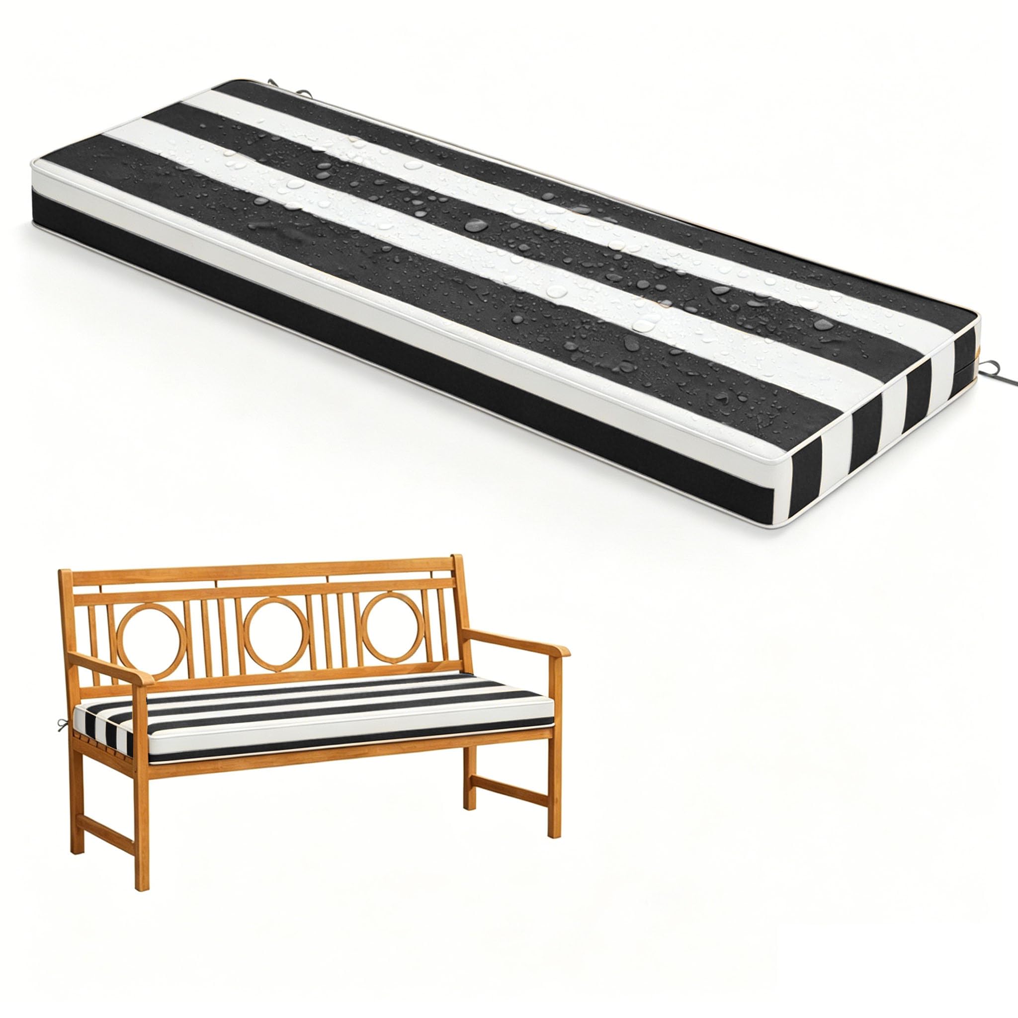WLXFF stripe Waterproof Garden Bench Cushion Outdoor Swing Seating Pad Thick Foam Garden Furniture Pad Bench Cushions for Indoor Furniture Waterproof seat pads for garden chairs Indoor