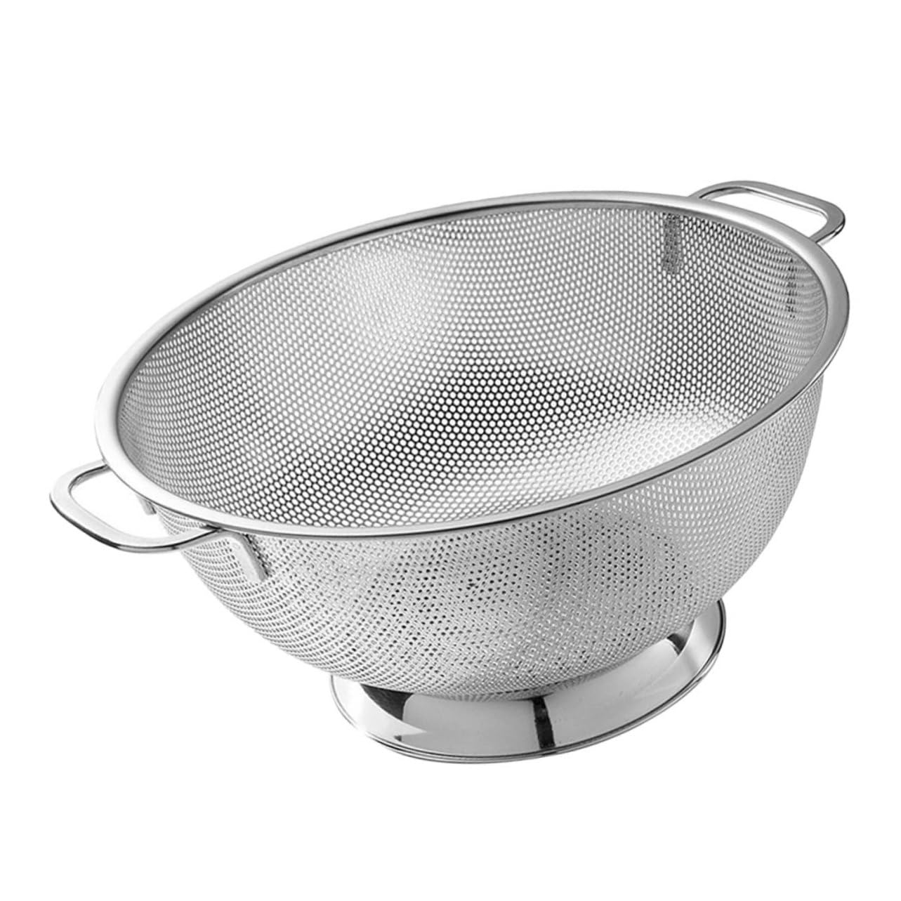 Colador de Acero Inoxidable con Asas, Malla Fina para Cocina | Plata, Doble Asa y Orificios Finos, para Enjuagar Arroz y Escurrir Alimentos