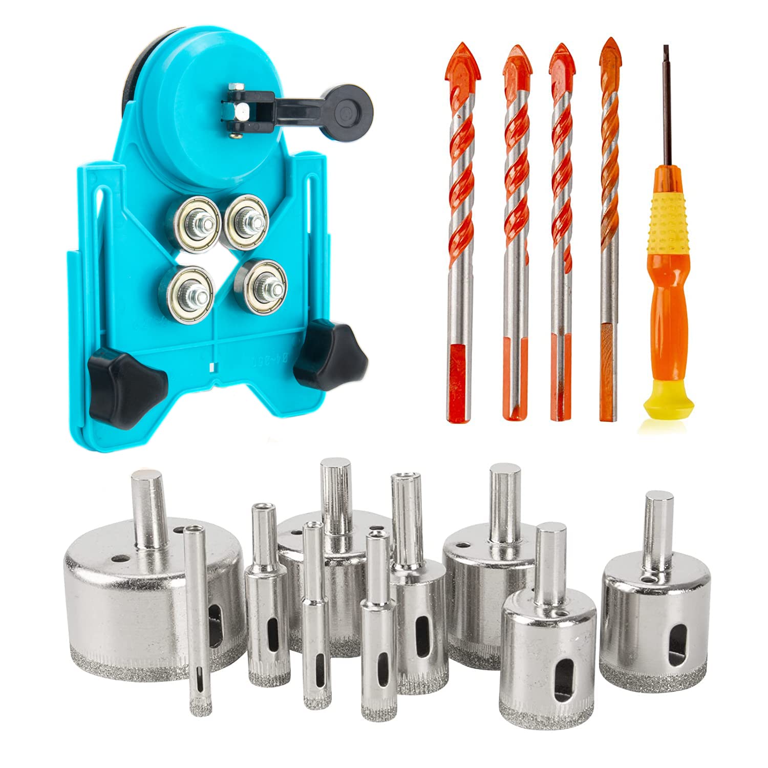 Diamond Drill Bit Tile Hole Saw Set, 16 PCS Hole Core Drill Hole Saw