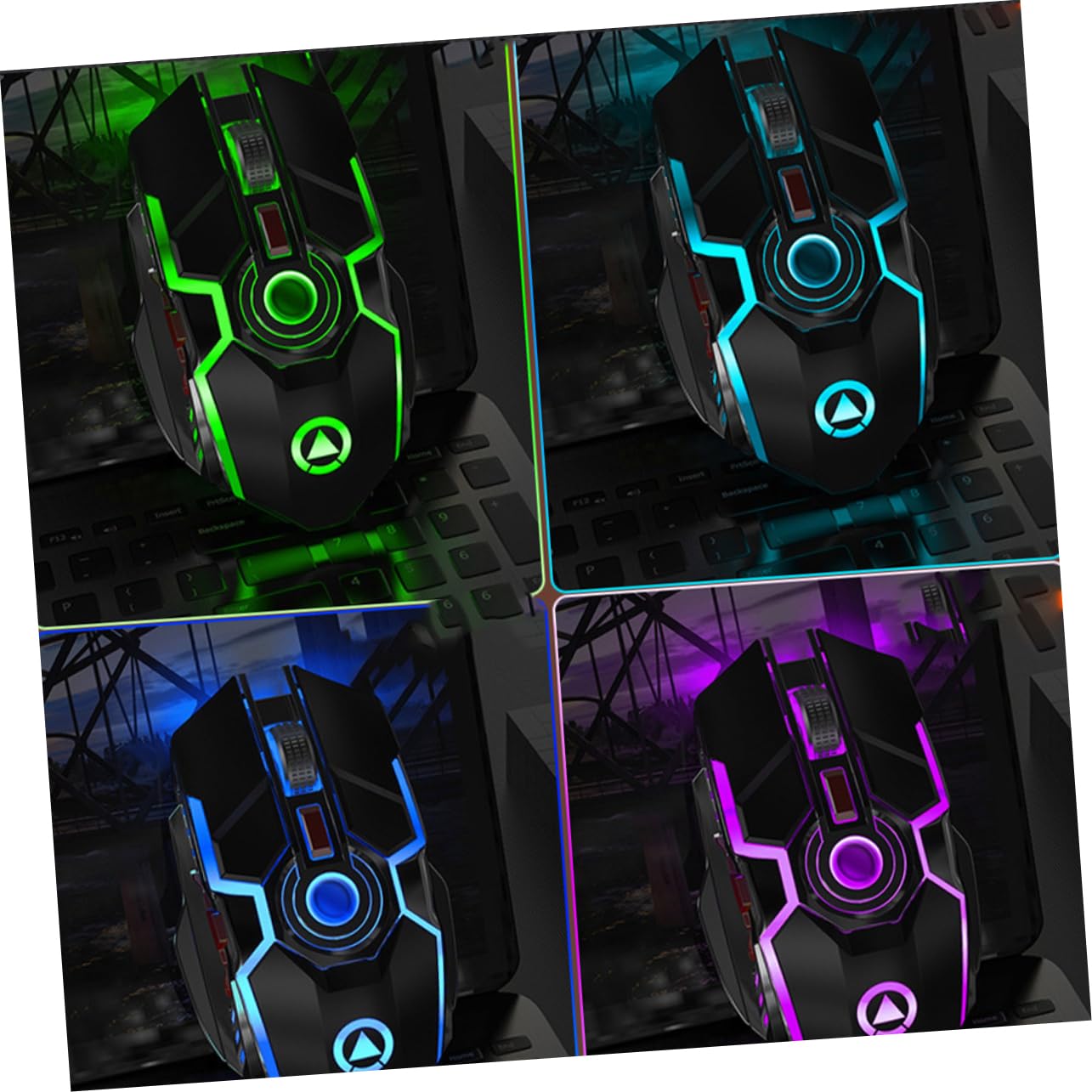 Operitacx Mouse Wireless Ricaricabile da Gioco Luce Rgb a 7 Colori, Batteria Alta Capacità e 7 Tasti, Ergonomico in Abs per Gaming Silenzioso e Professionale