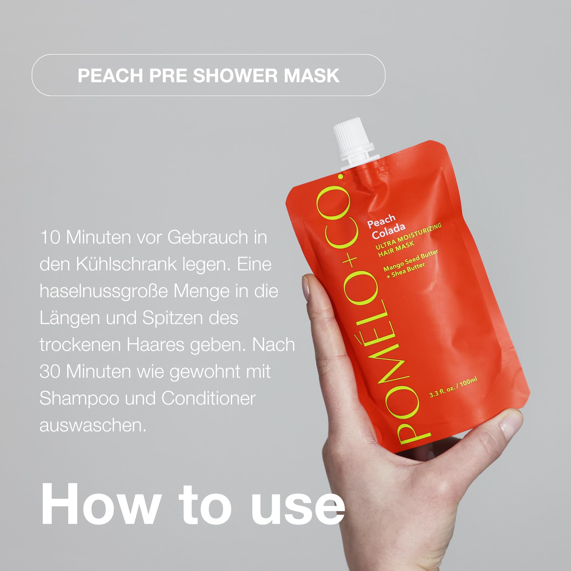 Pomélo+Co. Peach Routine Set - Haarmaske Shampoo Conditioner und Gloss | Feuchtigkeitsspendende Haarkur zur Splissversiegelung - veganes Haarpflege Paket für trockenes und geschädigtes Haar