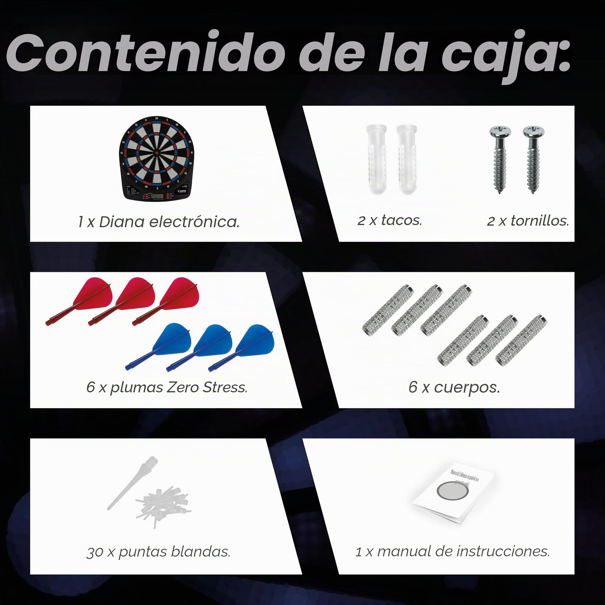 KOTO – Diana Electrónica Soft Easy (39x2x44,5 cm), 6 Dardos Soft, 32 Juegos, Más de 590 Variantes, Compacta y Moderna