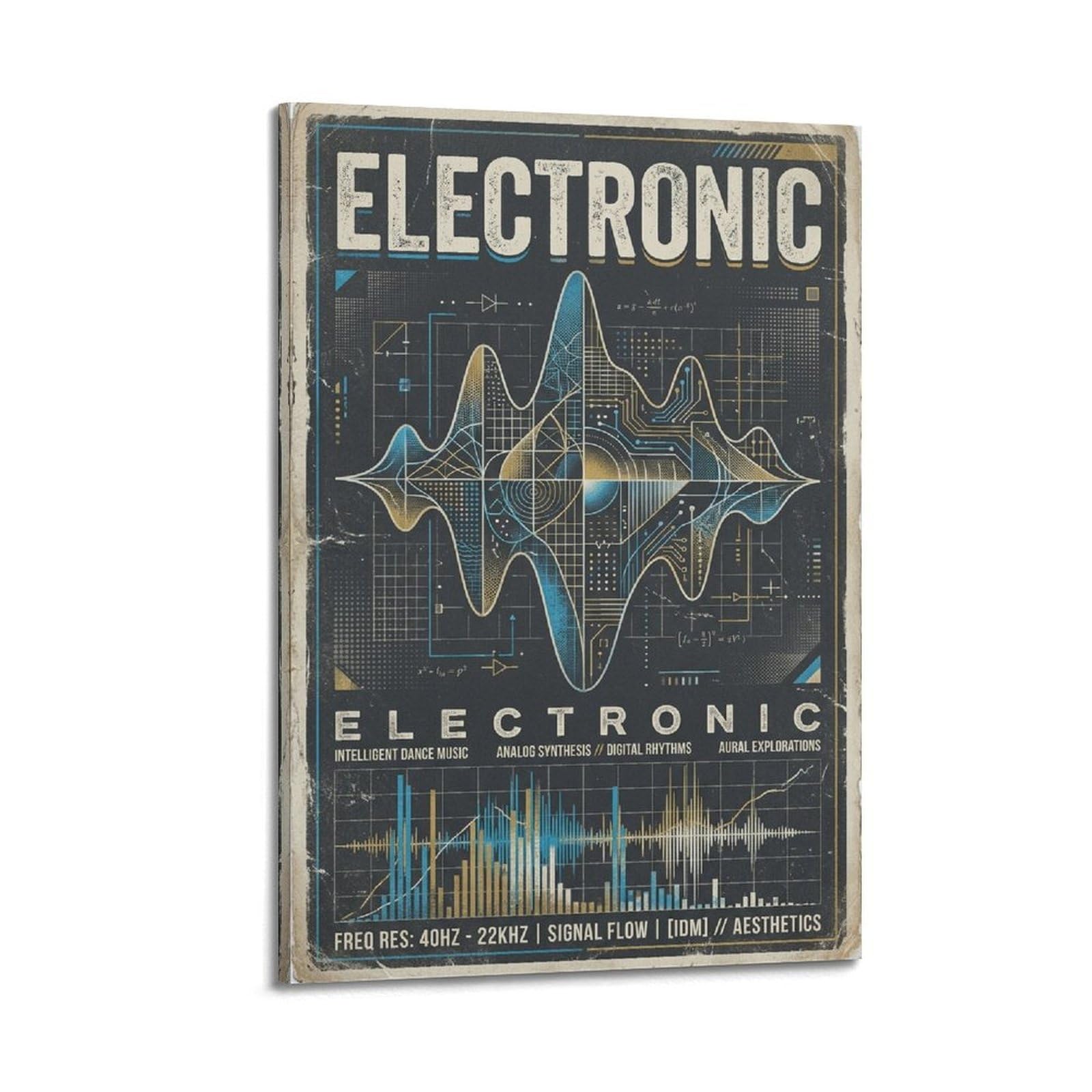 XKUGA Poster con stampa su tela con sintesi di musica elettronica, stile retrò, moderno, decorativo, ideale per la famiglia, la grotta degli uomini, la sala giochi, la camera da letto di ragazzi e