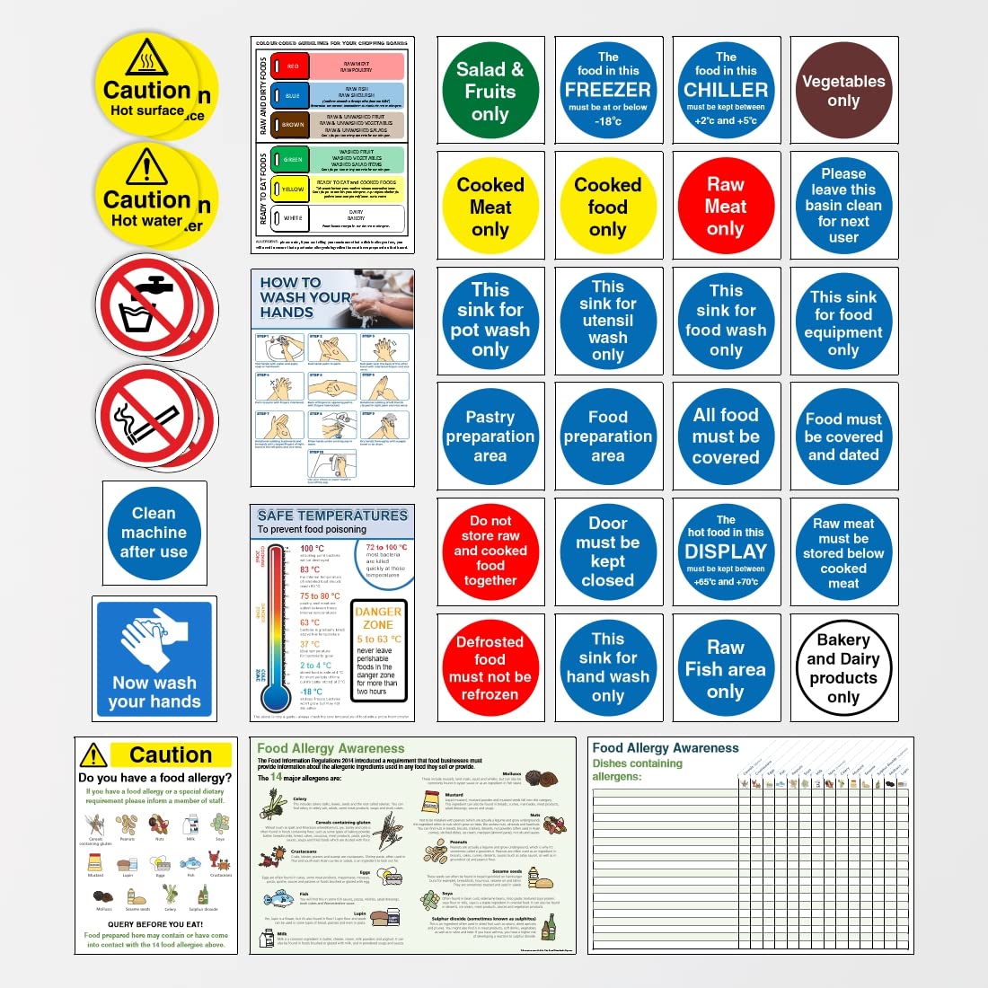 Buy Blossom Print Kitchen hygiene safety signs full pack including