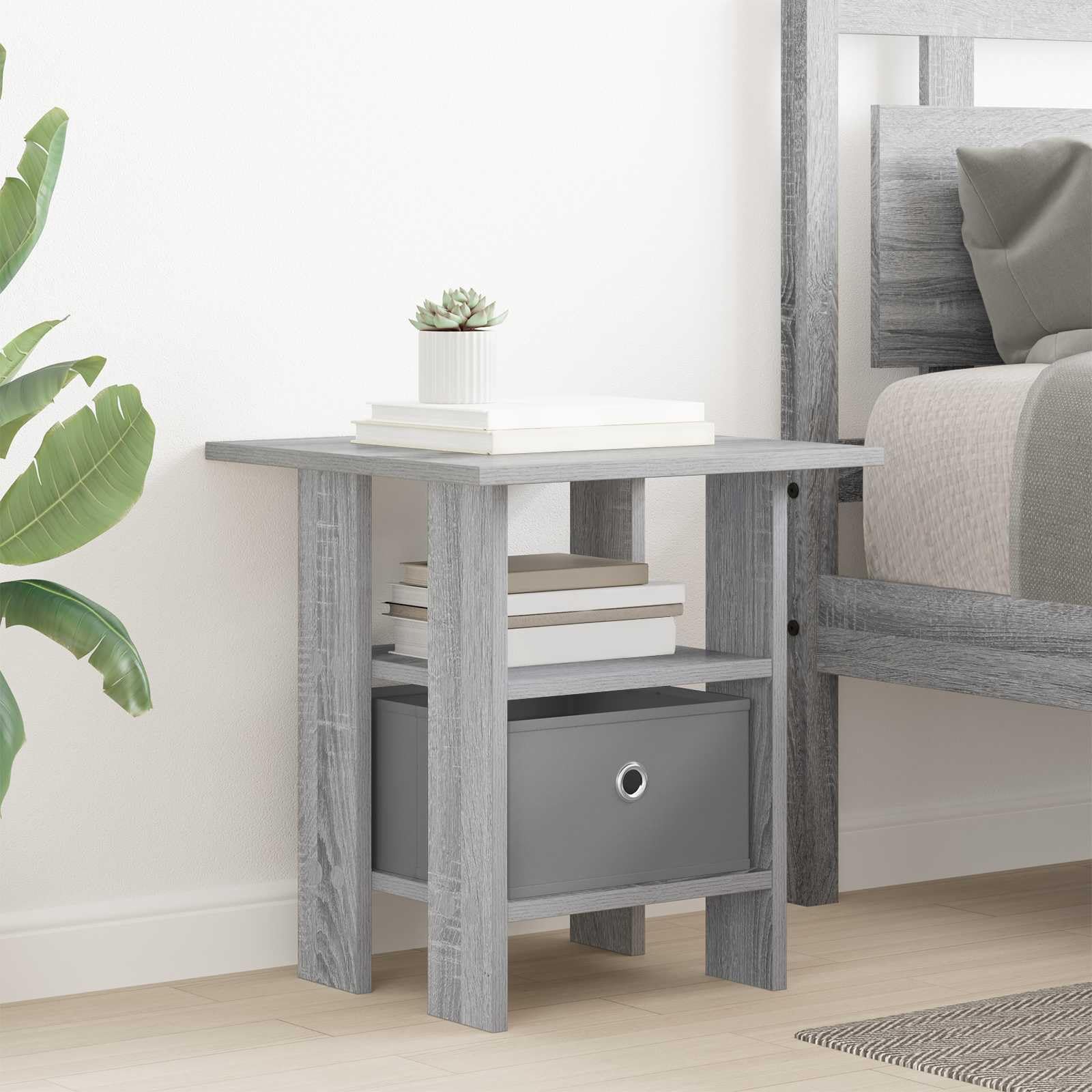 Nachttisch 2er Set Grau Sonoma 41x40x45cm Holzwerkstoff | Moderne Nachtkonsolen für das Schlafzimmer mit Schublade und offenem Fach für geordneten Stauraum im Doppelpack.