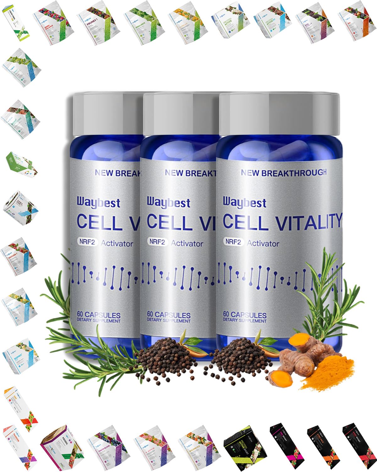 Oxidative Stress Relief Formula by Waybest Cell Vitality NRF2 Activator 180 Vegan Capsules Nutritional Antioxidant Anti-Aging Health Supplements