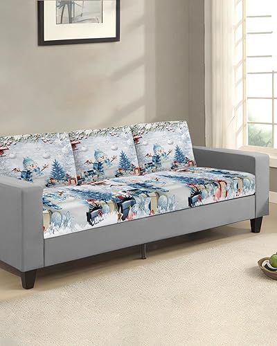 Miniatura 2 de Fundas de cojín para sofá, diseño de muñeco de nieve de Navidad, funda elástica para sofá con parte inferior elástica, diseño de bolas de Navidad,