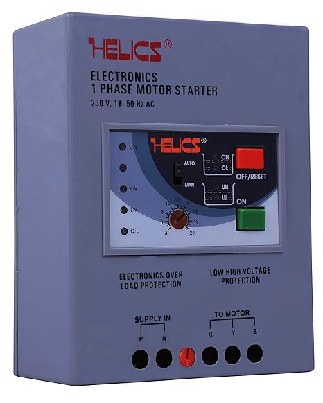 HELICS (RCW-420/50) Automatic Submersible Water Level Controller with Submersible Starter (Two Tank's Controllable/1.0 to 1.5HP) Overhead & Underground Tank with Run Capacitor(50.mfd) & Sensor