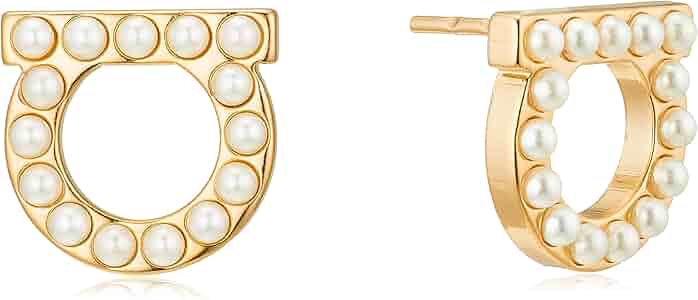 Salvatore Ferragamo｜JEWERLY (760125 696581) FERRAGAMO: Gancini metal earrings with synthetic pearls