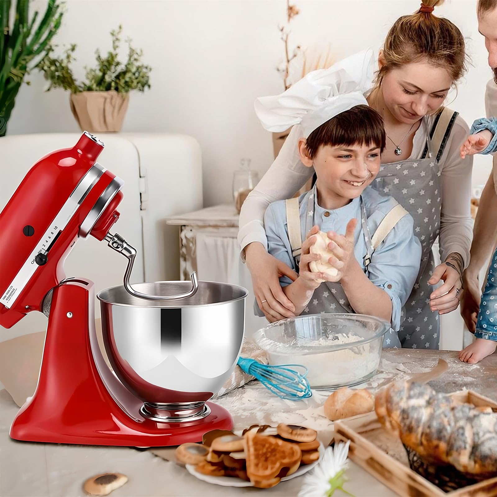 Edelstahl-Mixerschüssel für Küchenhelfer, 4,5-5 Quart Standmixer, kompatibel mit Artisan KSM100, KSM103, KSM110, KSM150, RRK150, K45SS, KSM75, KSM90, KSM95, K45, 5KSM125, 5KSM150, 5KSM150, 5KSM150 75