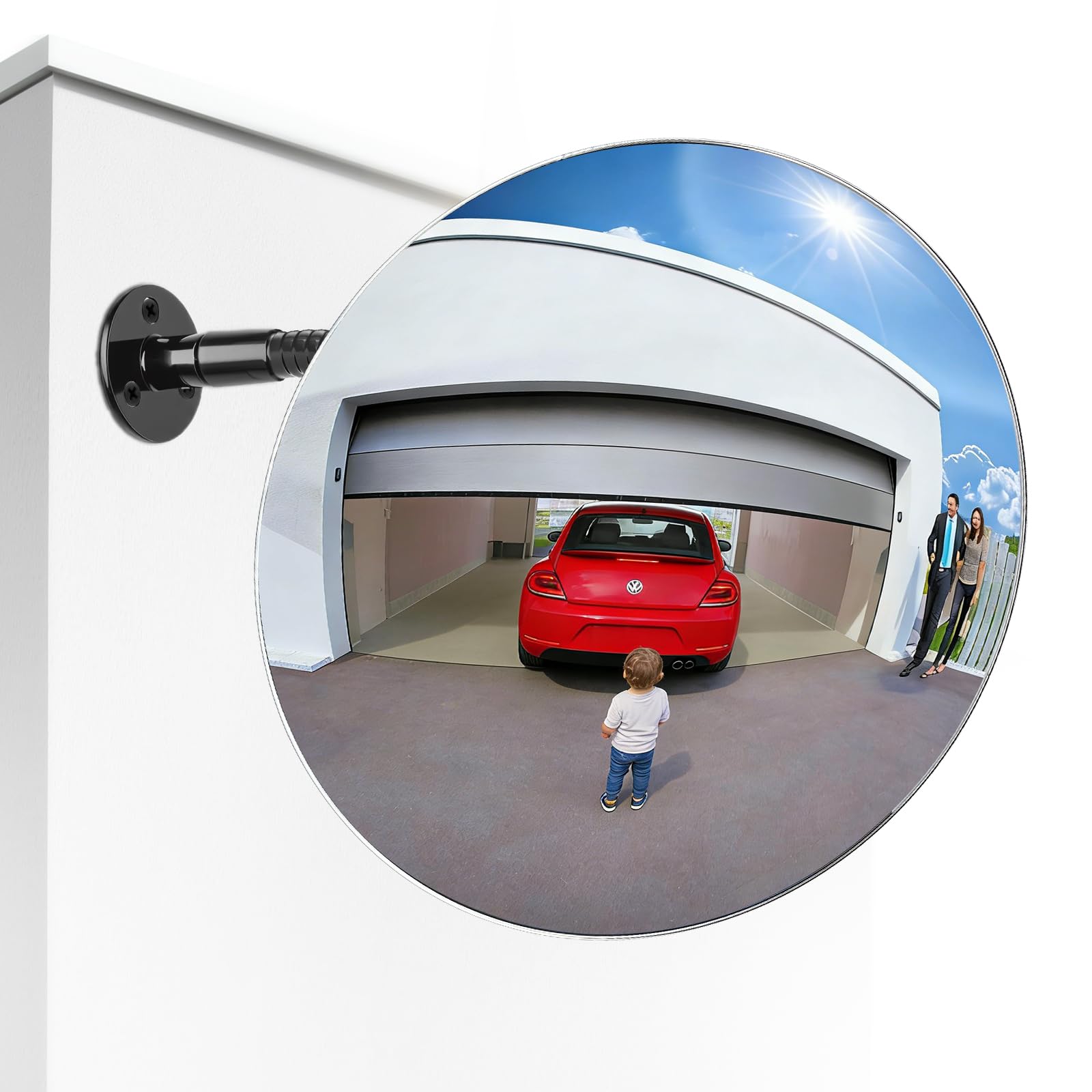 11.65" Wide-Angle HD Convex Mirror - Acrylic Safety Security Traffic Corner Mirror, Frameless Round Wall Mounted Observation Mirror for Garage, Driveway, Warehouse, Office, Store - Wall-Mount
