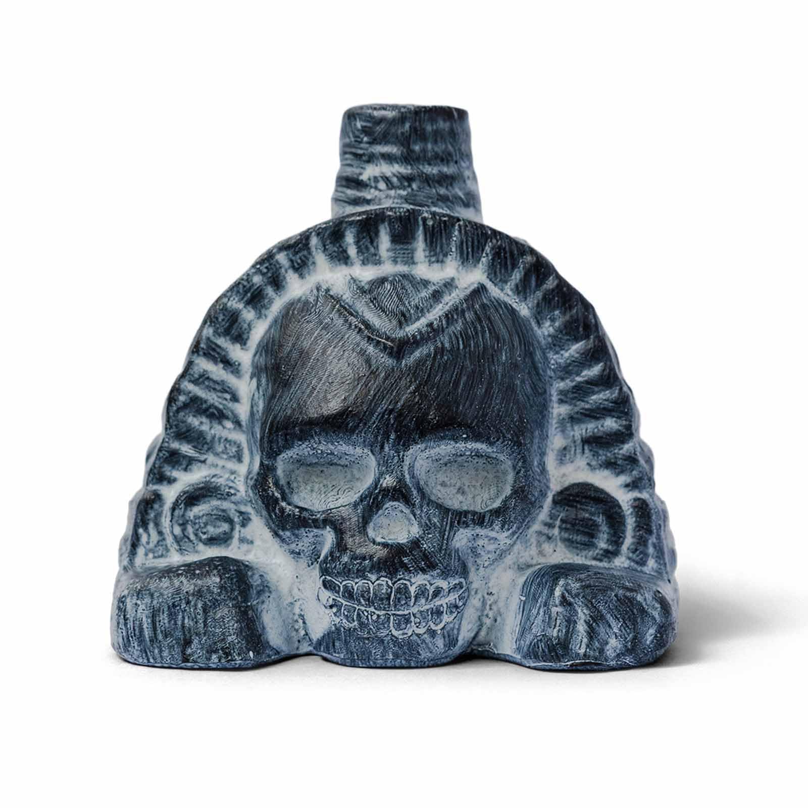 Fischietto Della Morte Azteco, Autenticamente Fatto a Mano, Aztec Death Whistle con Disegno di Teschio per Halloween, Decorazione, Collezione (Stile 1)