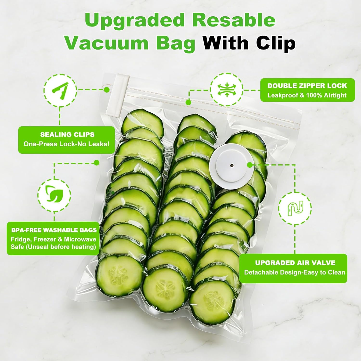 Vacuum Sealer for Food (Compact Vacuum Sealer Machine + 40 Reusable Vacuum Bags), Handheld Vacuum Food saver for 10X Preservation & Fresh, Powerful 80Kpa Portable Vacuum Sealer With 2 Seal Clips