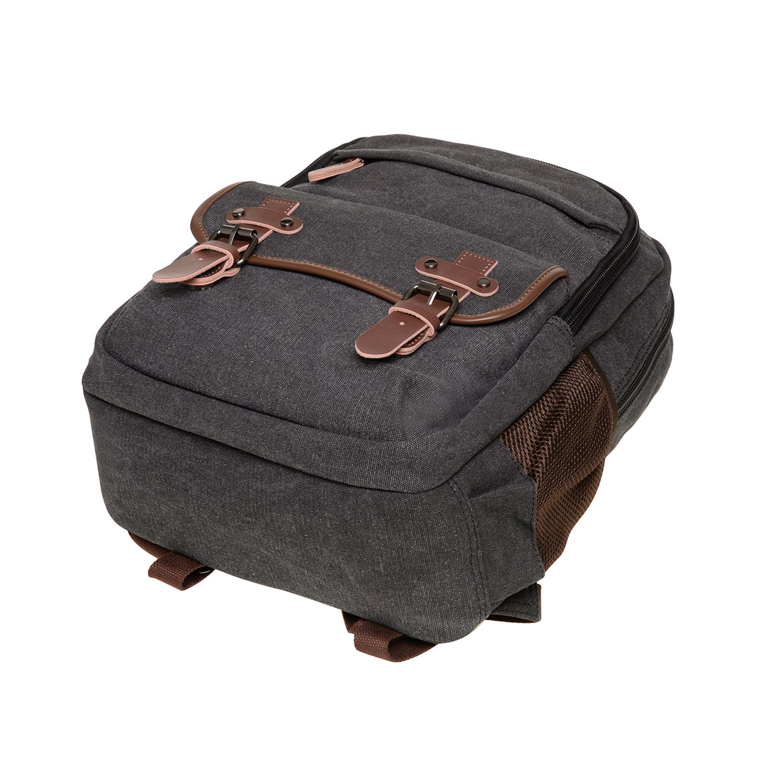 KAUKKO Canvas Zaino per il Tempo Libero per le Donne Uomini, Vintage Zaino da Escursionismo con 14-inch scomparto del Computer Portatile per Lavoro, Escursioni, 24L, Nero-KS28