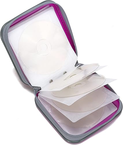 Miniatura 10 de Estuche de almacenamiento para CDDVD, organizador portátil con cremallera de plástico duro, fundas de CDDVD, cartera para auto, hogar, oficina,