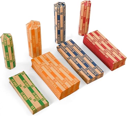 L LIKED Paquete de 150 envoltorios de monedas planos a rayas (150 surtidos)