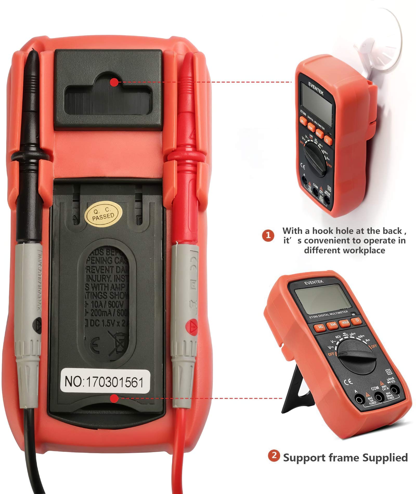 eventek Digital Multimeter, LCD Auto Ranging Multi Meter, Portable