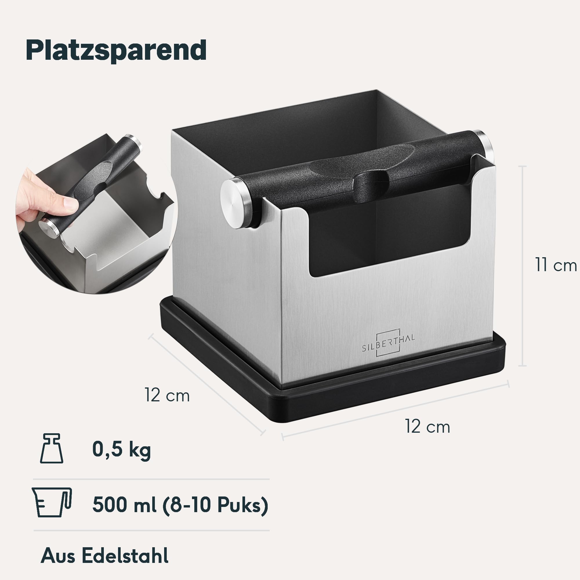 SILBERTHAL Abklopfbehälter für Siebträger Edelstahl - Version 2.0
