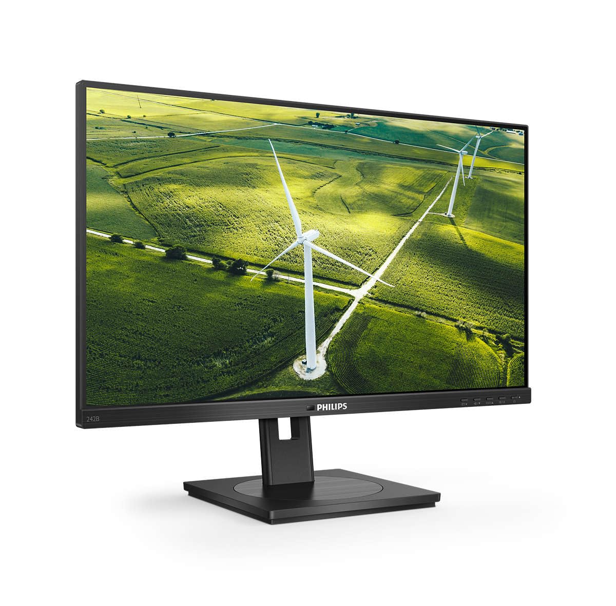 Philips Monitors Philips 242B1G - Monitor FHD de 24 pulgadas, 75Hz, 4ms, IPS, Altavoces, concentrador USB, Ajuste de Altura, Monitor Verde ((1920 x 1080, 250 CD/m², HDMI/VGA/DP/DP)