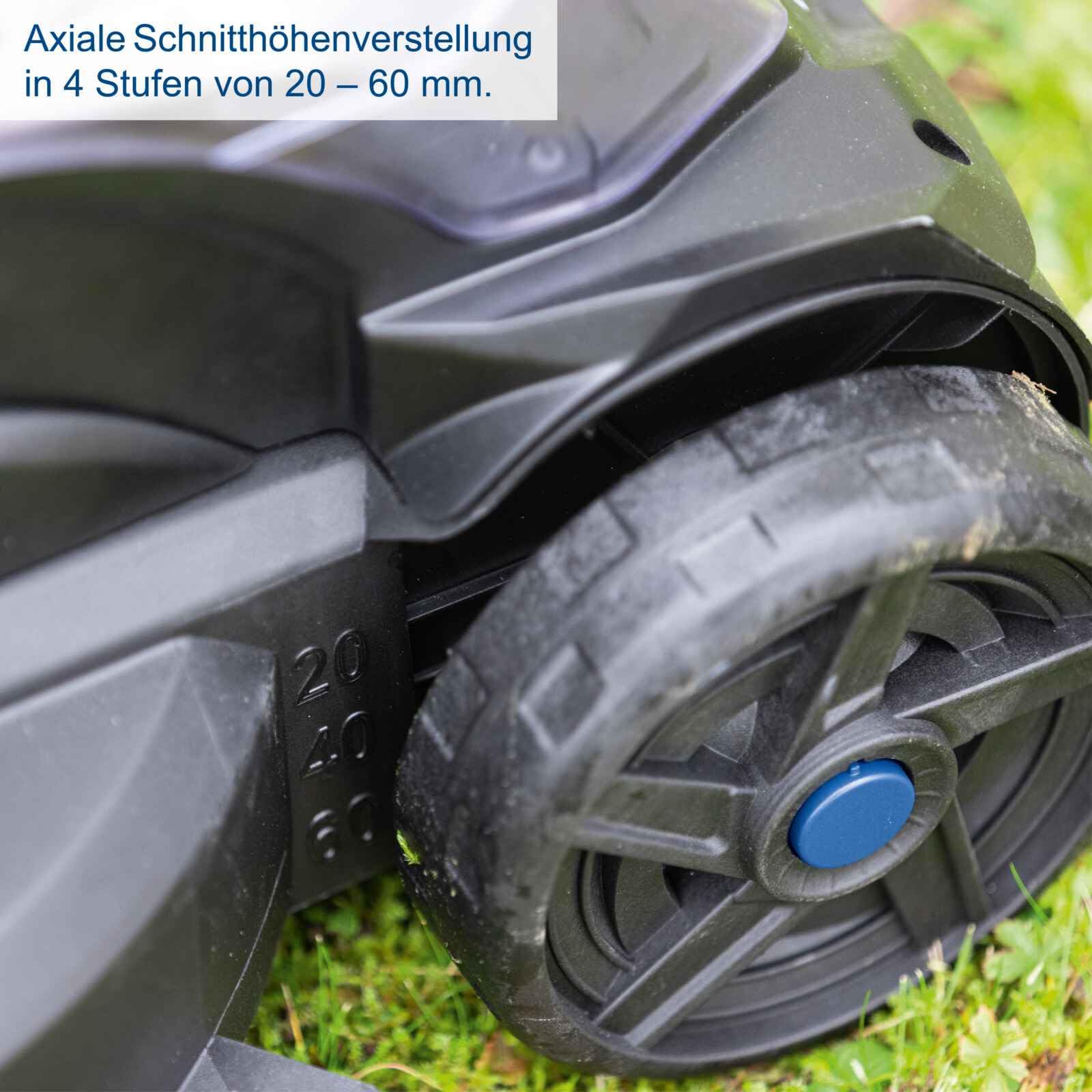 Scheppach Akku Rasenmäher BC-MP320-X | 32cm Schnittbreite | für 250-300m² | 30L Korb | Schnitthöhe 20-60mm mit Kanteneinzug | Brushless | 20V-IXES-Serie | 10 Jahre Garantie | mit 4Ah Akku & Ladegerät