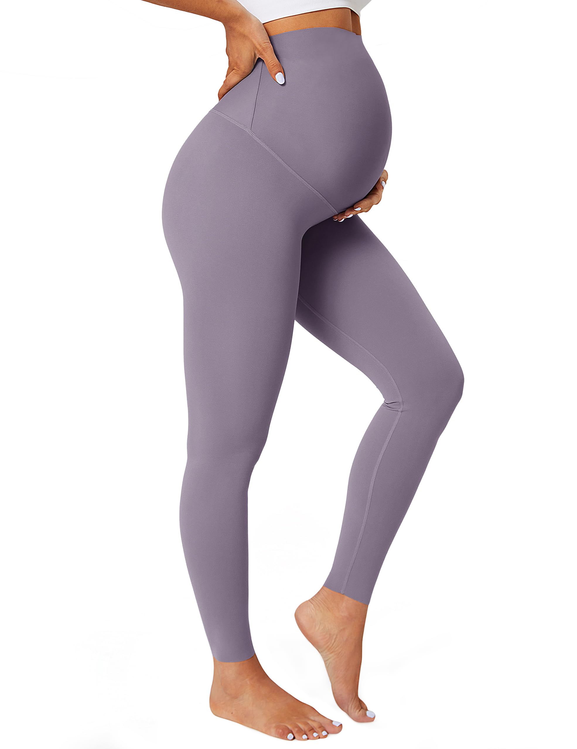 BAYDI Nudi Damen Umstandsleggings mit Taschen Blickdichte Lange Schwangerschaftsleggings High Waist Umstandshose Damen Weich elastisch Schwangerschaftshose