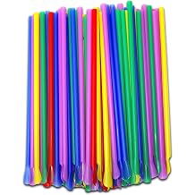 200-Count - 8 Inch Snow Cone Spoon Straws - Bright Assorted Colors - Snow Cones, Slushies, Shaved Ice, Frozen Drinks - For Birthdays & Summer Treats