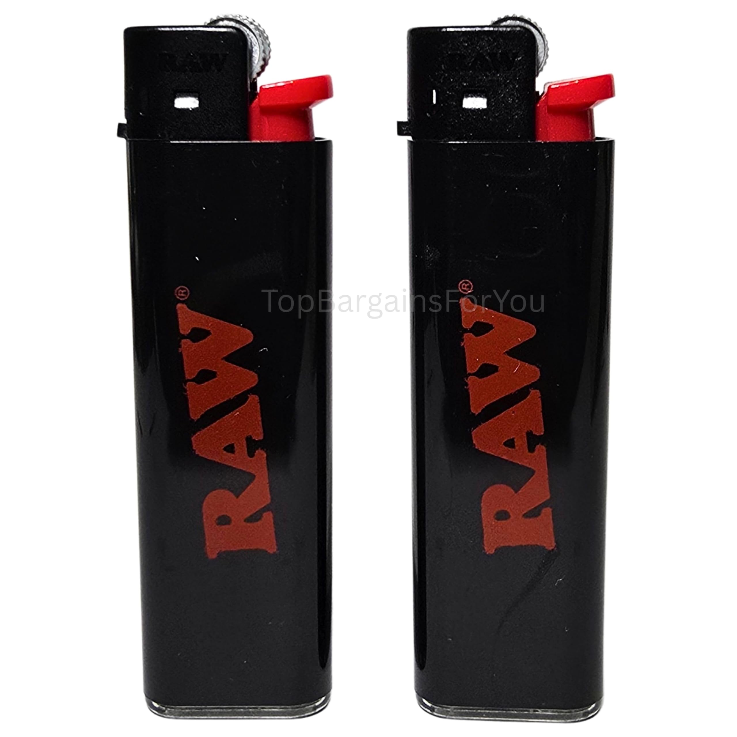 Zactly 2 Raw Classic Slim Black Raw Refillable Slim Lighters – Rare Classic Black Standard Flame Lighter – Durable & Reusable Design (2 Lighters)