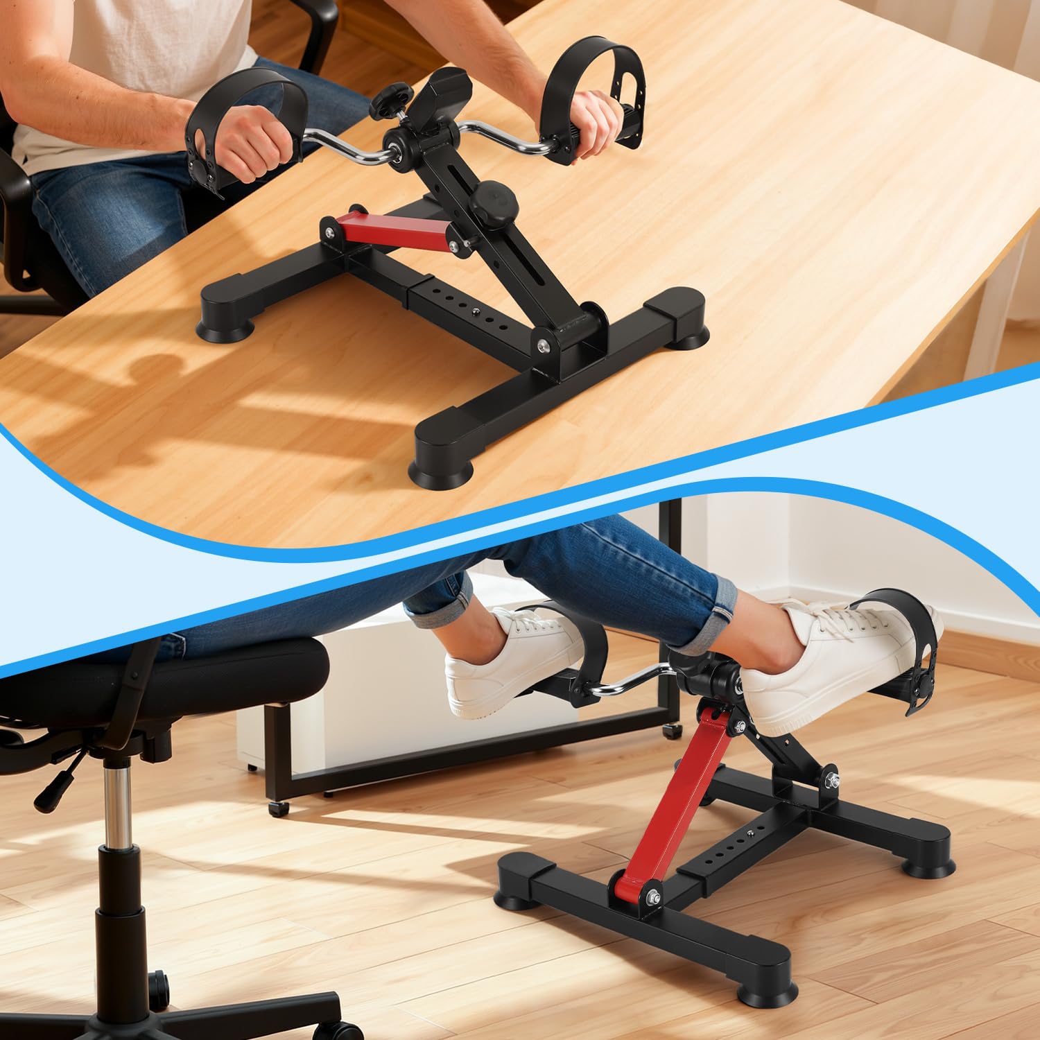 Rower domowy, mini trenażer domowy z monitorem LCD, trenażer pedałów do treningu wytrzymałościowego, regulowany opór, trening ruchowy, urządzenie fitness do biura, domu