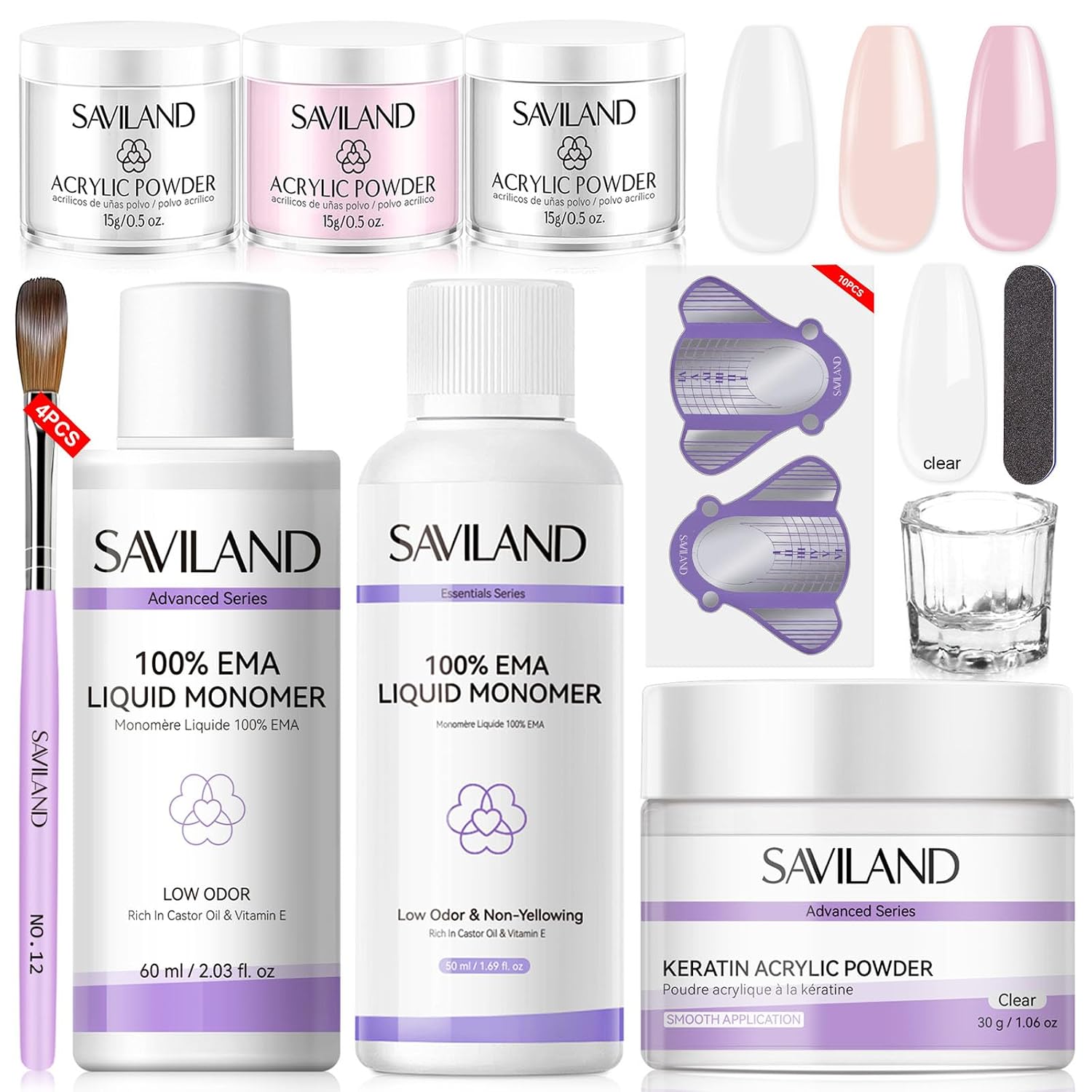 SAVILAND Acrylic Nail Kit for Beginners with Everything Home DIY Nail Art Salon