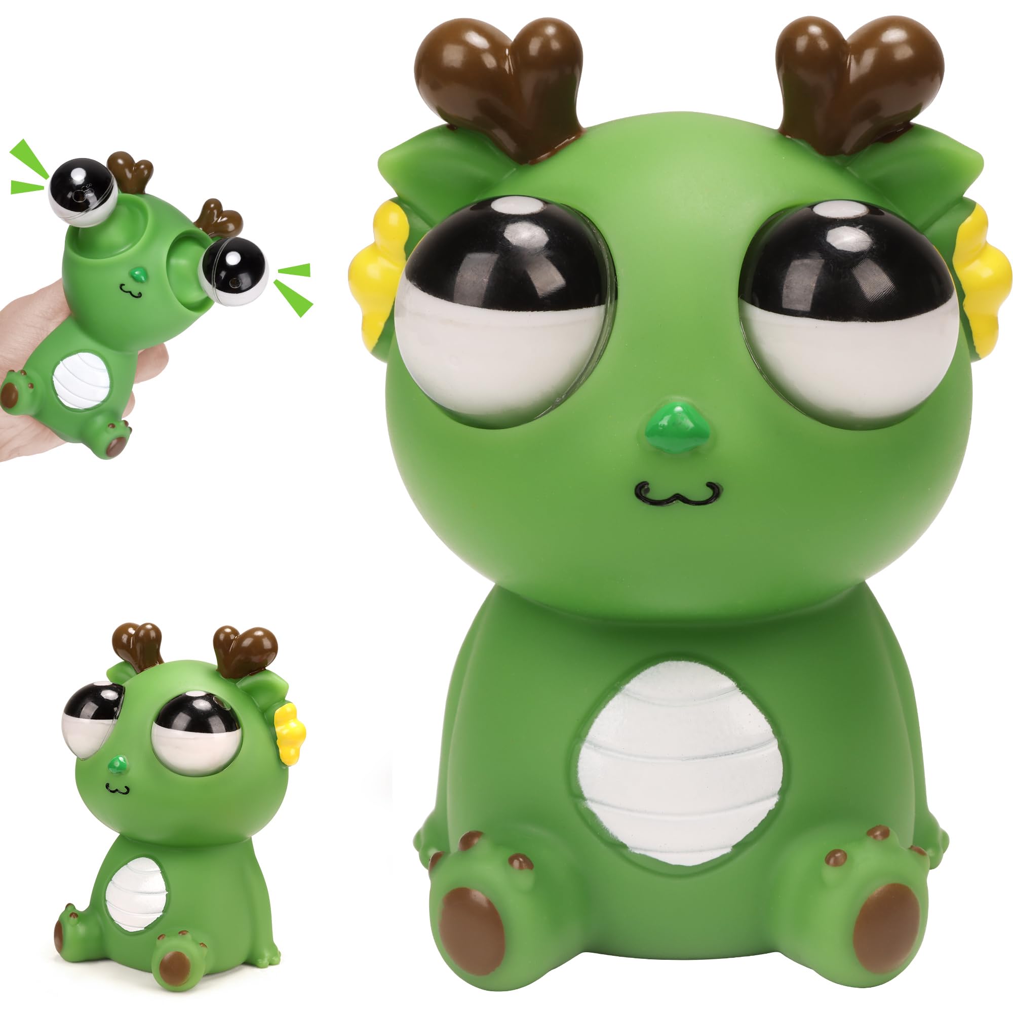 2025 Squeeze Eye Popping Out Stress Relief Cute Dragon Toy,Funny Eyeball Burst Toys for Adults Stress Relief Ornaments Figure Toy,Office and Party Favors Gifts (Green)
