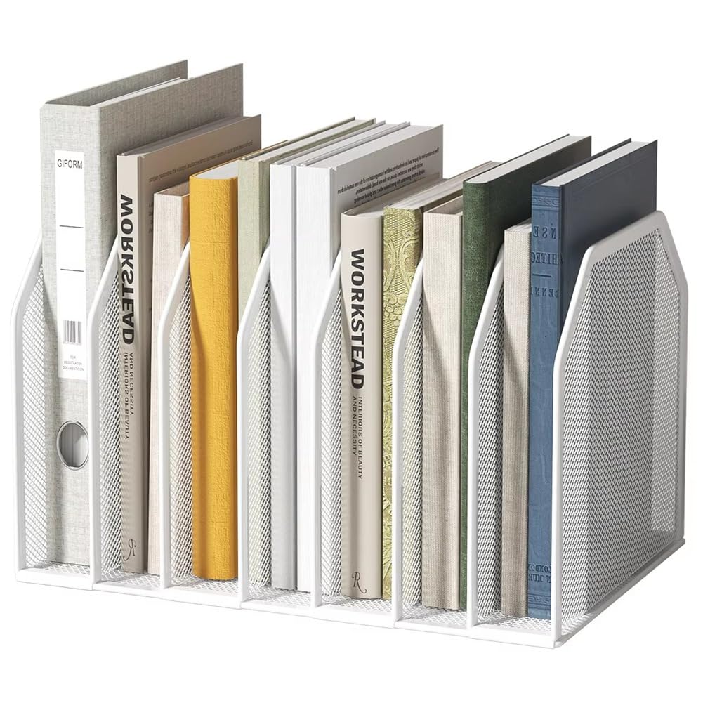 Jnchdghwa Segment File Folder Storage Rack Vertical for Desk Heavy Duty Mesh File Sorter for Books, Binders B