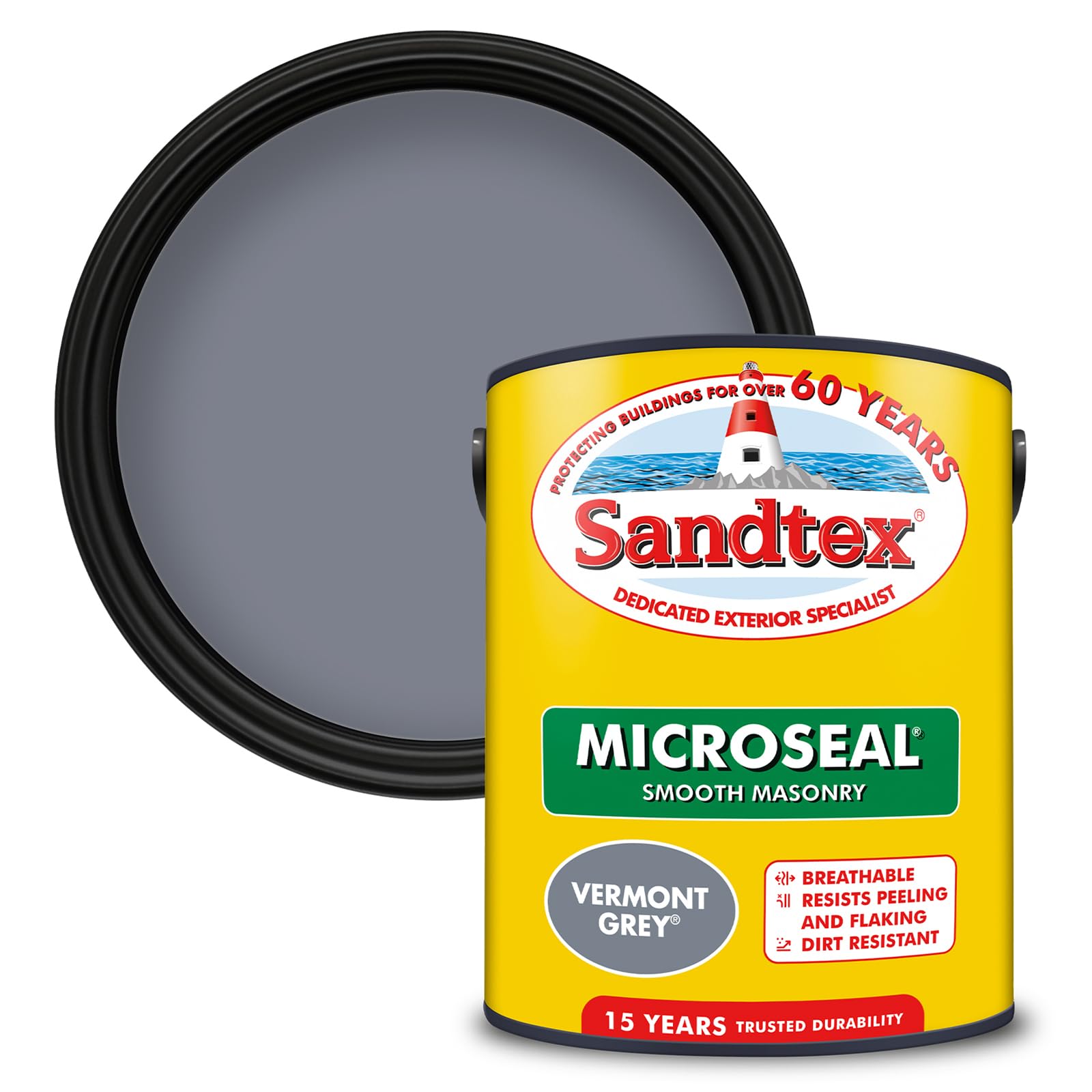 Sandtex 5 Litre Vermont Grey Ultra Smooth Masonry Paint Home Wall Exterior Paint