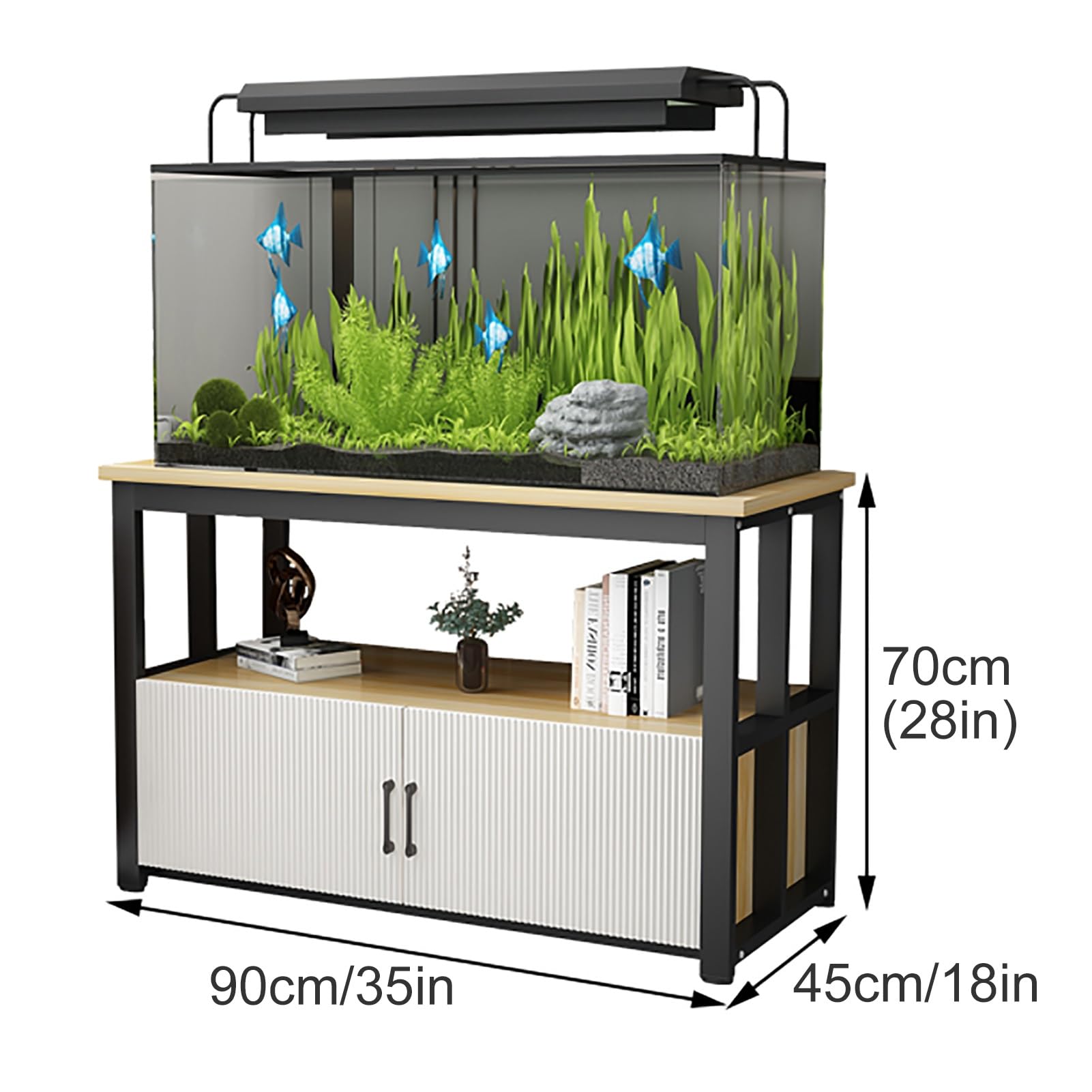 Aquarium Unterschrank, Aquarium Schrank, 3-Stufig Aquariumschrank, Aquariumständer, Verstellbare Füße(Multi-colored,90x45cm/35x18in)