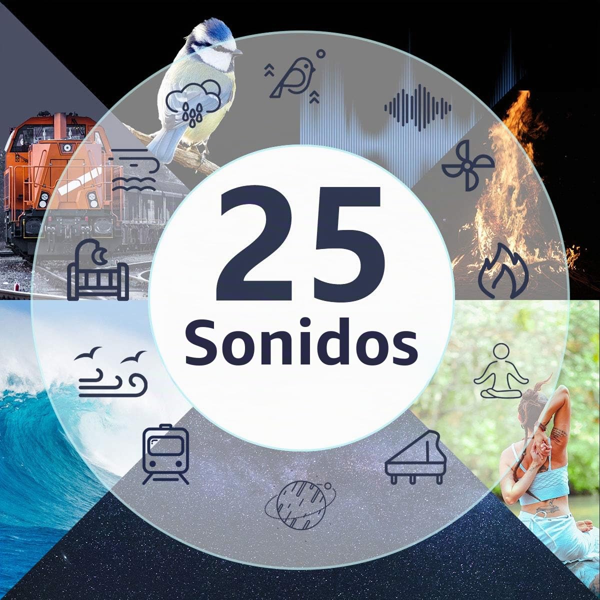 Easysleep Máquina de ruido blanco con 25 sonidos relajantes con 32 niveles de volumen, 5 temporizadores, función de memoria para adultos, bebés y niños