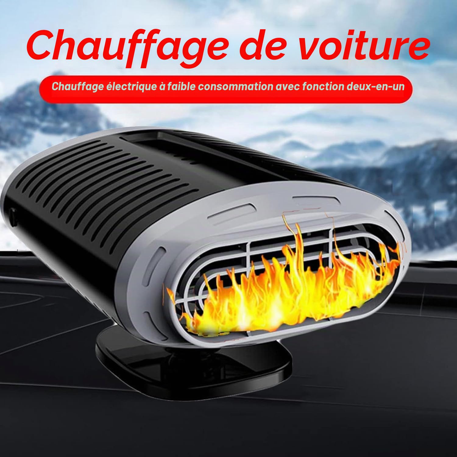 Chauffage de Voiture 12V pour Voiture, branchement sur Allume-Cigare, Chauffage Rapide, Rotation à 360 degrés, dégivreur pour Pare-Brise de Voiture