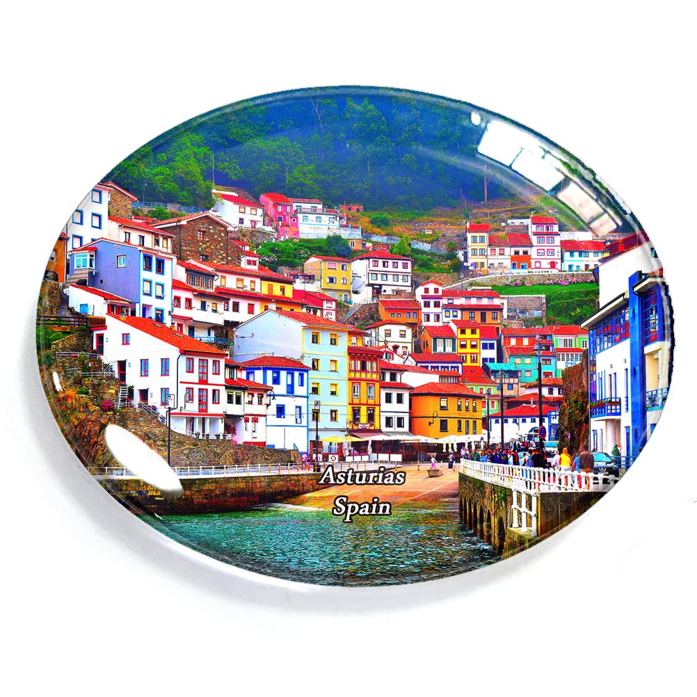 Asturias Spain Magnet Fridge Refrigerator Freezer Magnet Sticker Souvenir Decorations Oval Crystal Magnet Kitchen Whiteboard