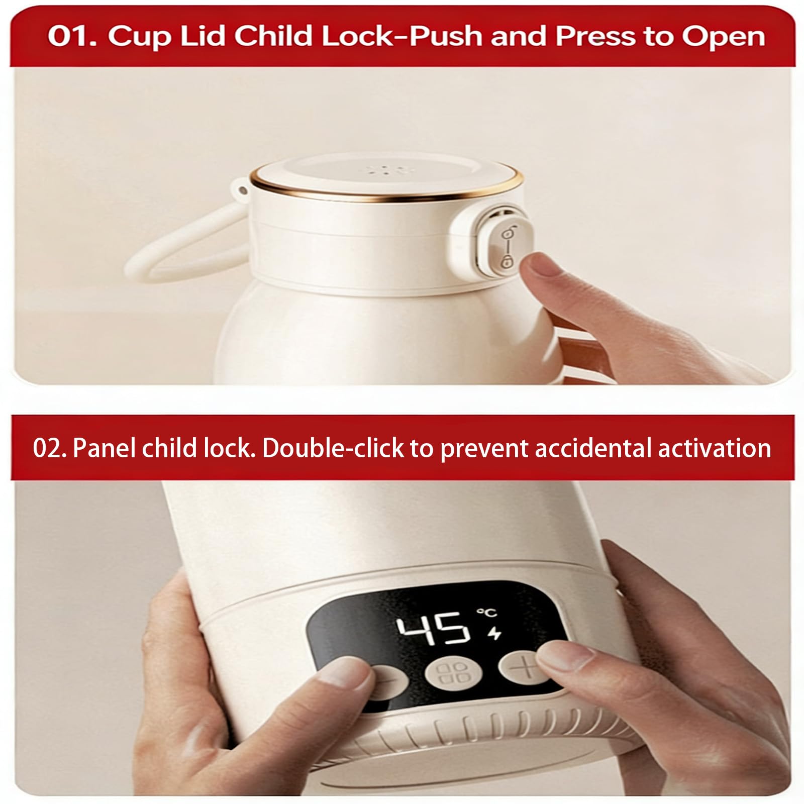 Tazza di acqua isolata amichevole di viaggio con scaldabiberon infantile capacità 500ml termoregolazione precisa scenario multiplo tostapane trasportabile