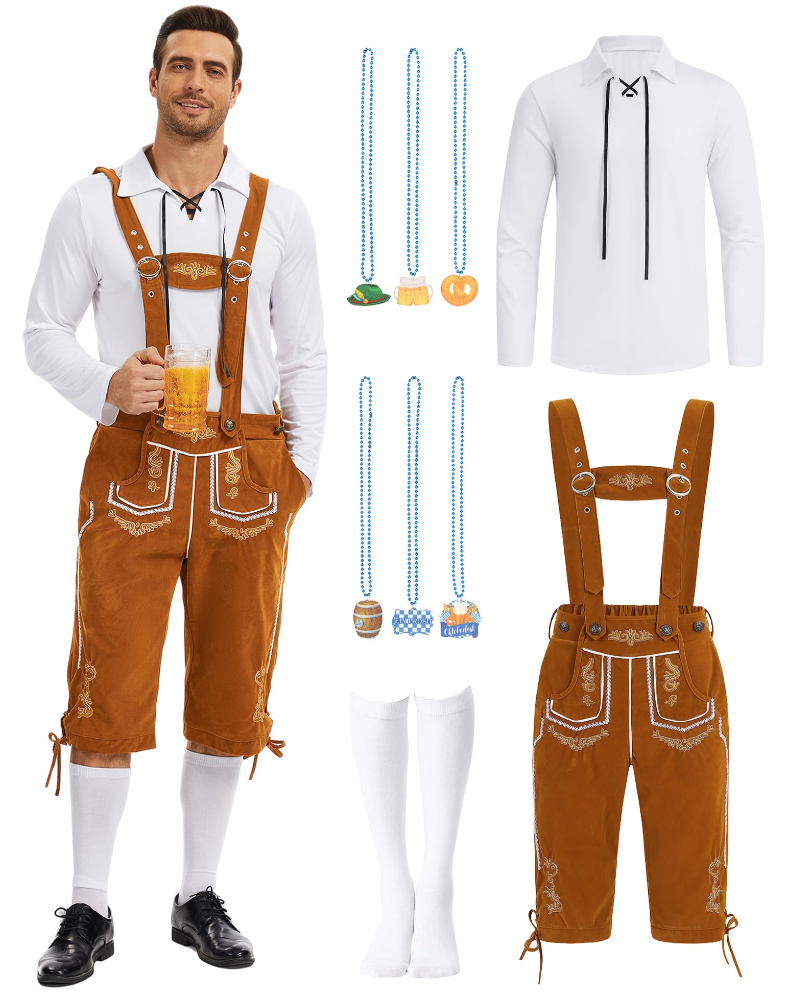 Adult Oktoberfest Costume Outfits Men Bavarian Funny Costumes Set for Halloween Party Beer Festival