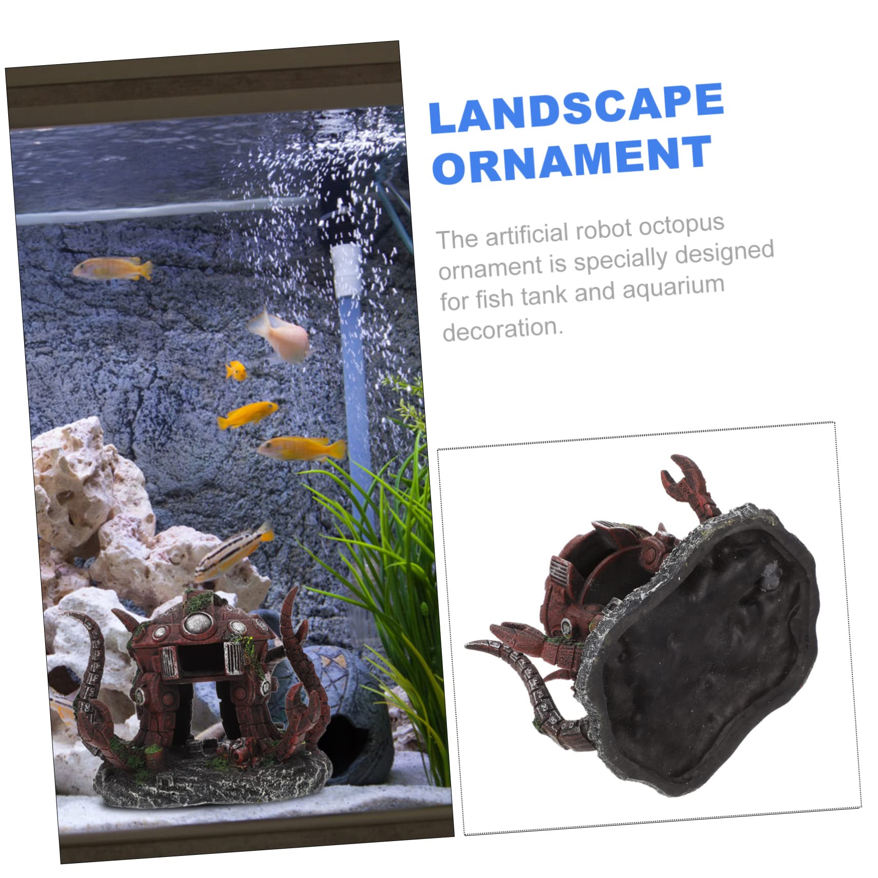 Kisangel 2St Aquarium Landschaftsbau Ornamente Requisiten Dekoration Käfig Schiffswrack künstlich Schwamm Tank Fische züchten wohnungseinrichtung Harzhandwerk Harz-Roboter-Oktopus-Ornament