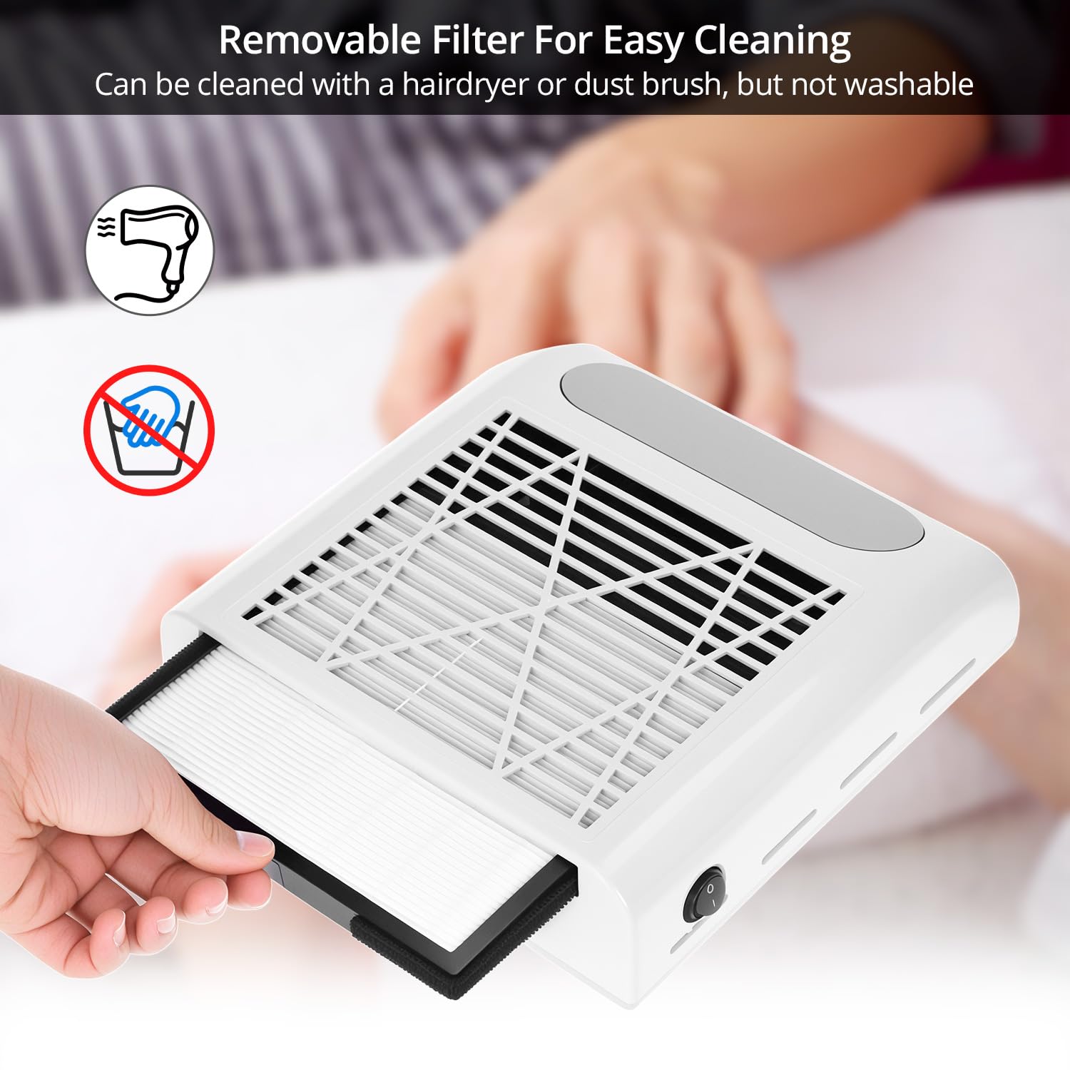 QWORK® Aspirateur à ongles 80 W avec filtre, idéal pour les particuliers, les salons de manucure, les salons de beauté et les manucures.