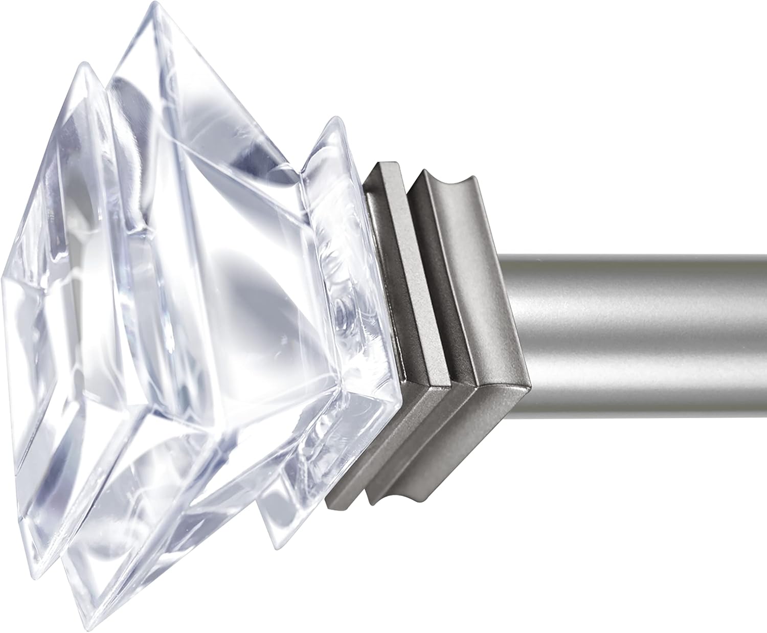 1 inch Curtain Rods for windows 36 to 72" with Square Crystal Diamond Finials, Single Rod Adjustable Curtain Rod(Antique nickel)