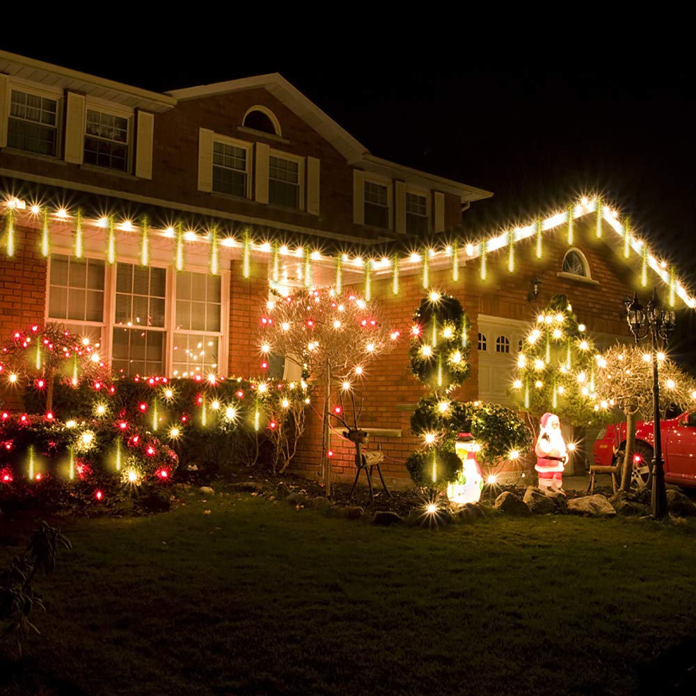 Kwaiffeo Catena luminosa per albero di Natale: 20 tubi a forma di pioggia di meteori (equivalente a 2 set di 10 tubi), luci impermeabili per Natale, Halloween, decorazione natalizia per esterni
