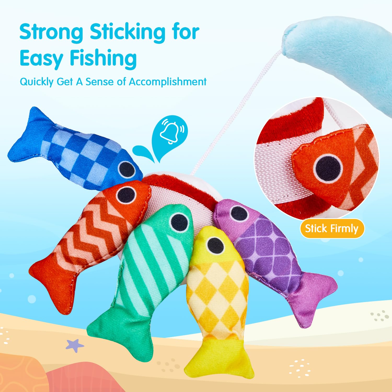 Montessori - Juego de pesca para niños pequeños de 1 a 3 años, regalo de cumpleaños 10 en 1, juego de pesca de tela para niños pequeños de 1 año con tazas apilables, conteo de números 3