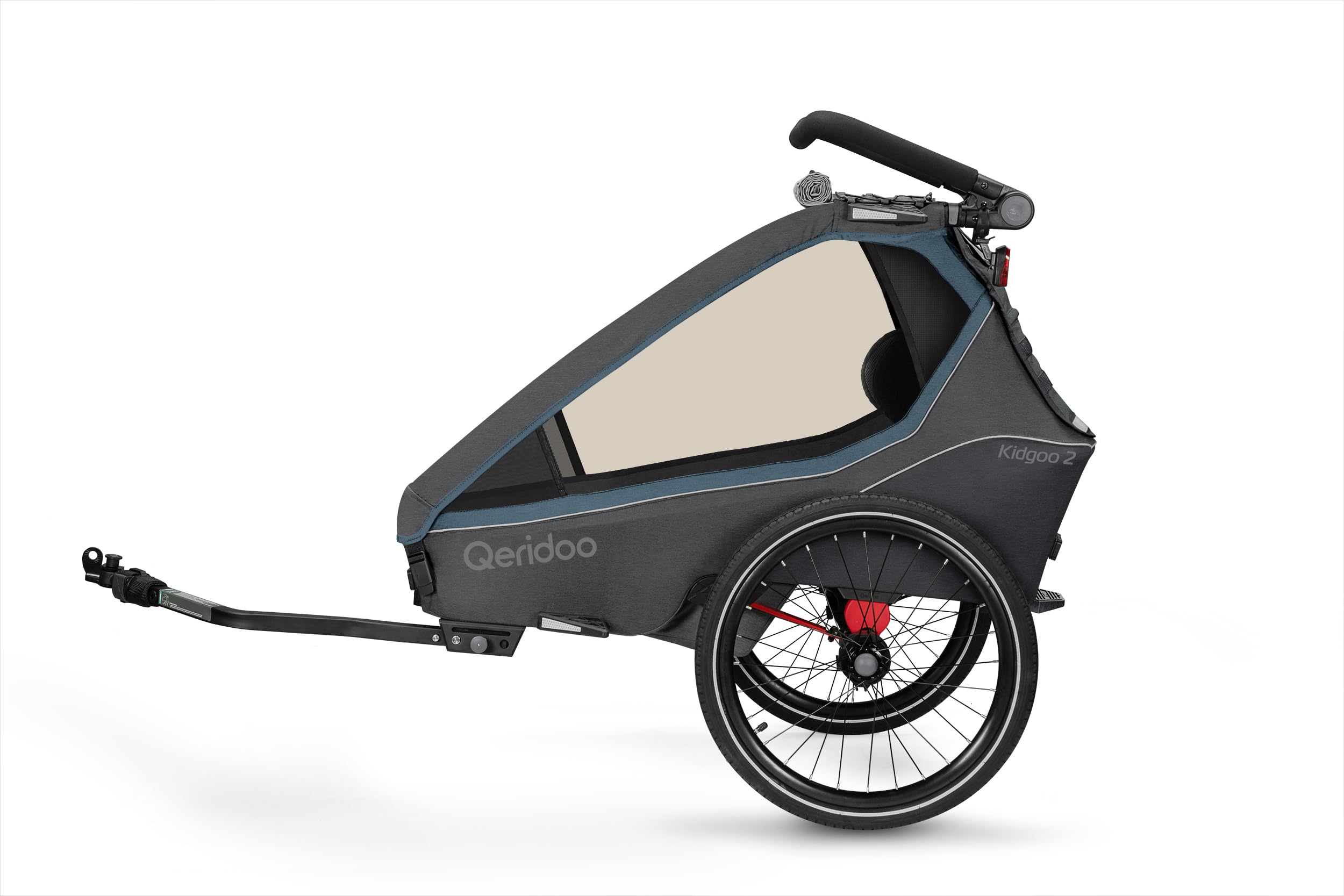 Qeridoo Kidgoo 2 | Fahrradanhänger 2 Kinder | Fahrrad Anhänger Kinder mit Federung & Easy ARS | Jogger Kinderwagen | Kinderfahrradanhänger klappbar | Kinderbuggy 45L