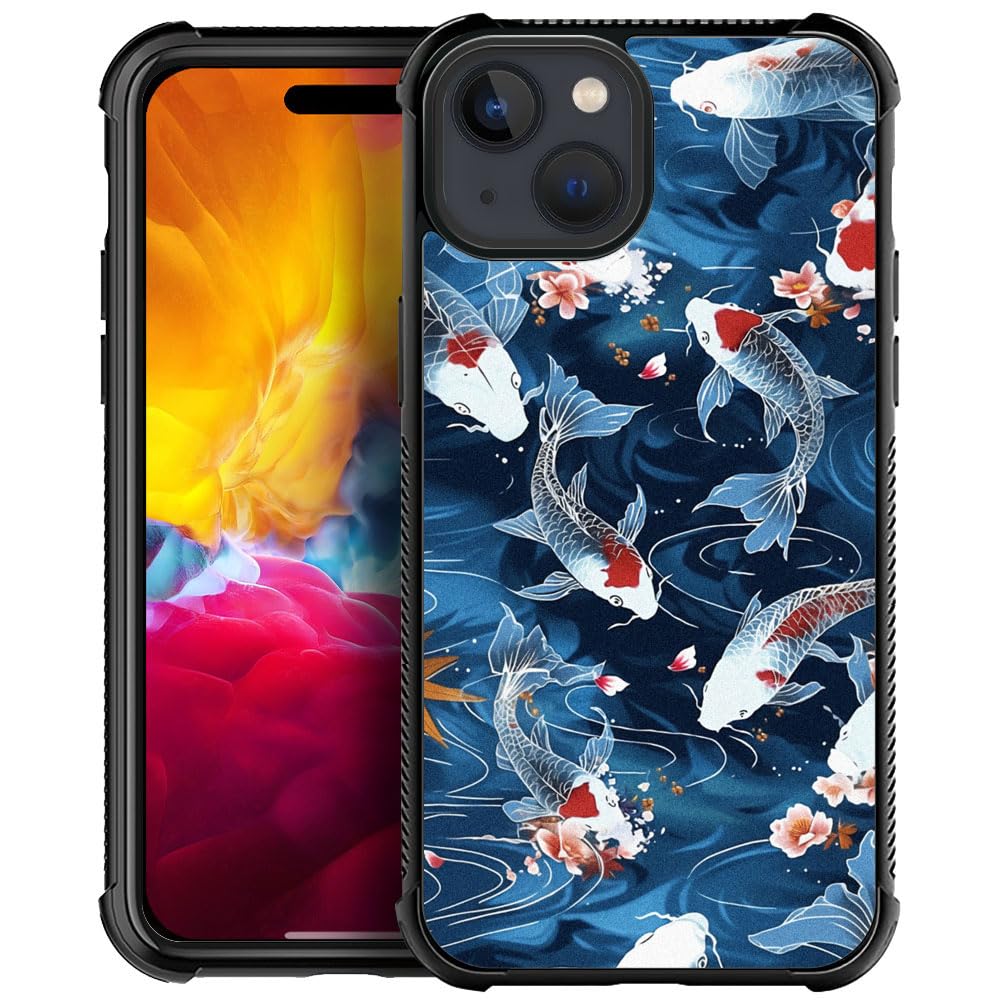 YiXinBB Case Compatible with iPhone 15 Plus,H Koi Jumping Pattern Design Scratch and Shock Resistant Rugged TPU Protective Case for iPhone 15 Plus