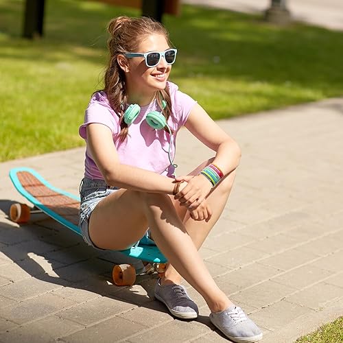 Miniatura 5 de PENTA ANGEL Pulseras acrílicas de neón para mujer, 8 unidades, tallas de los años 80 y 90, estilo retro, marmoleado, rock, pop, disco punk, anillo