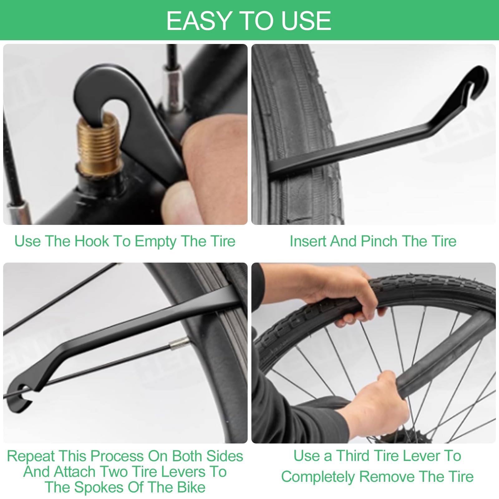 Kit 4 Démonte-pneus Vélo En Métal - Pour VTT, Route, Trottinette - Léger Et Portable