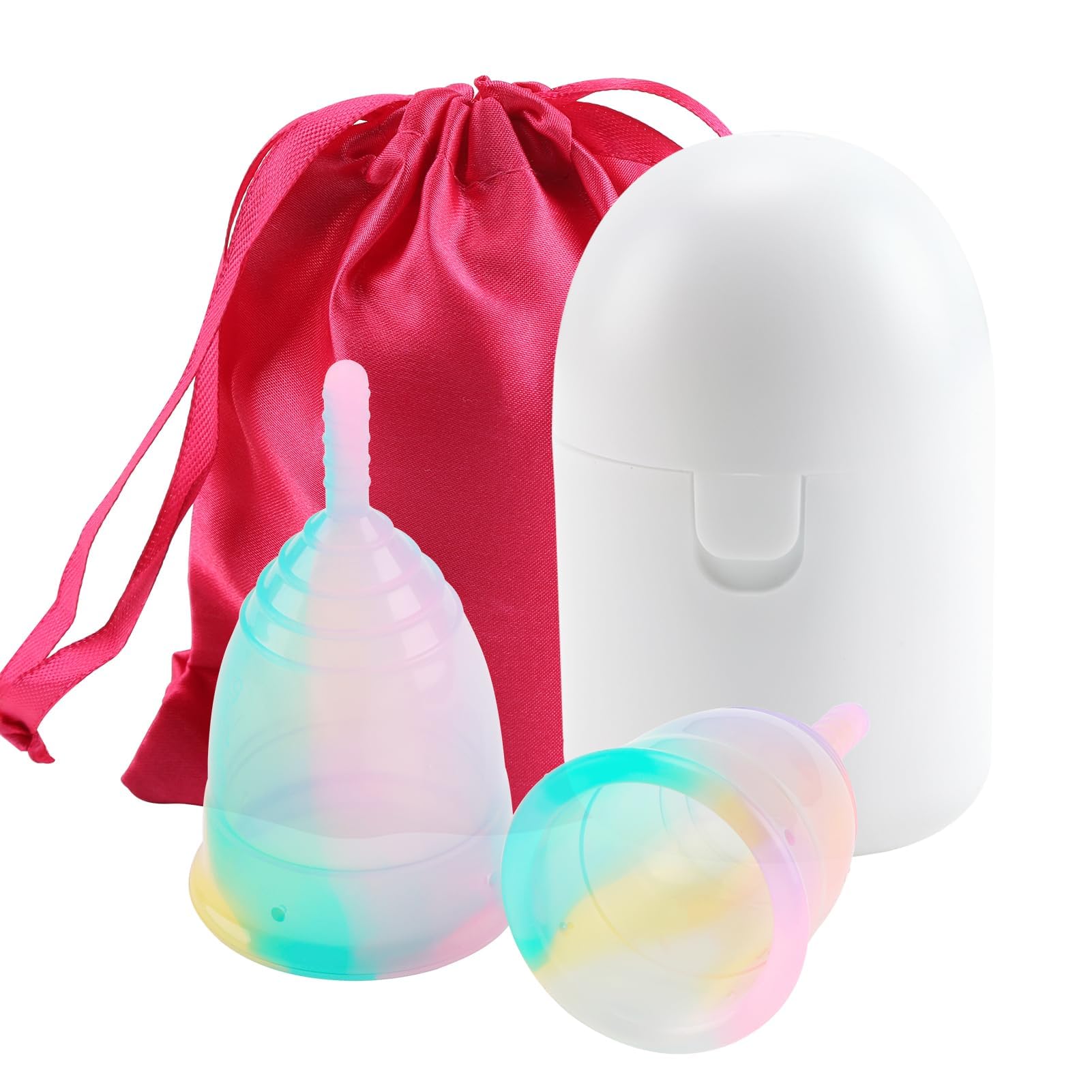 Coppetta Mestruale, Silicone Medico Mestruali Cupper, Inclusi Coppetta Mestruale e Sacchetto, Microonde Sterilizzatore per Set di 1 Coppetta Taglia L e 1 Taglia S