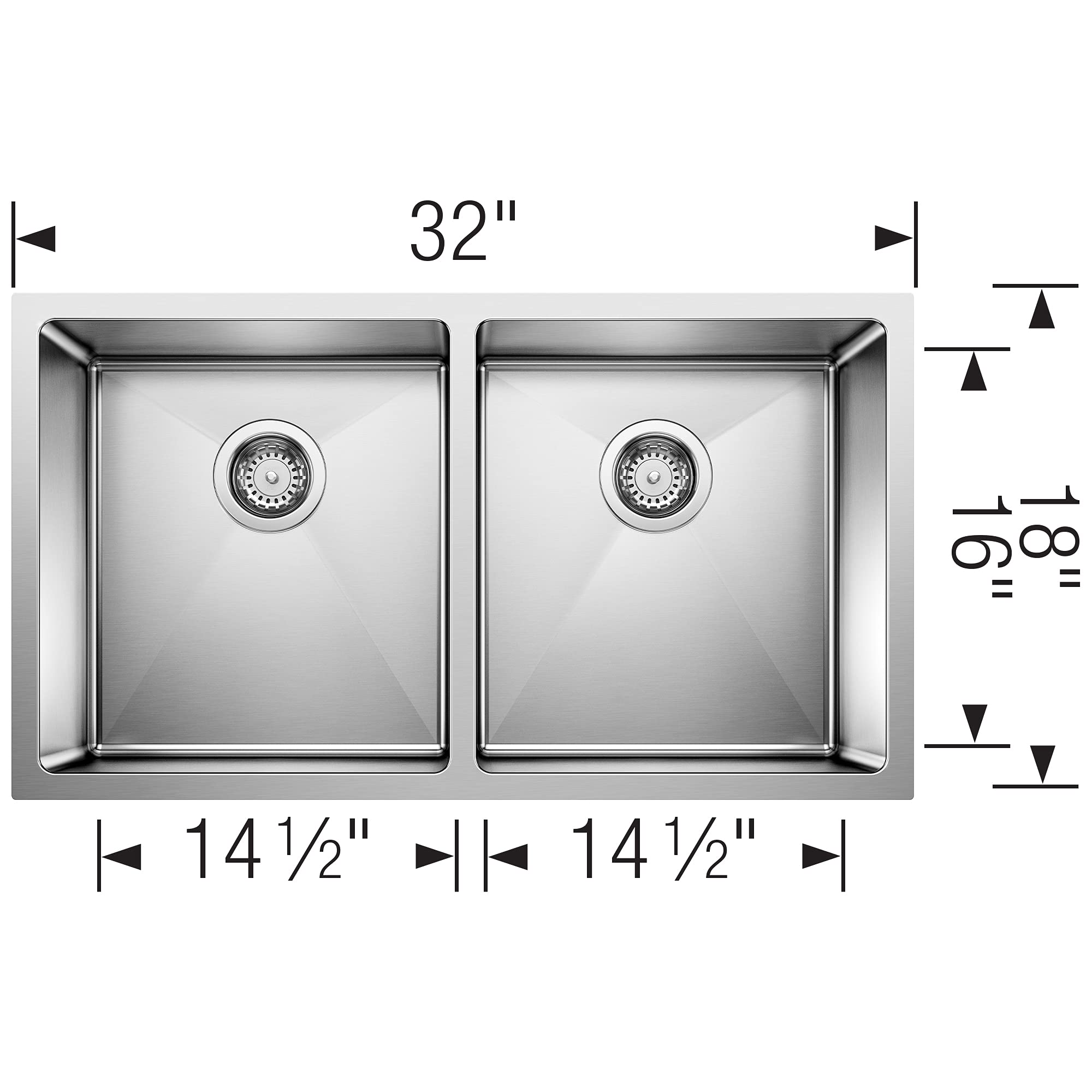 Blanco 519549 Quatrus R15 Under Mount Equal Double Bowl Kitchen
