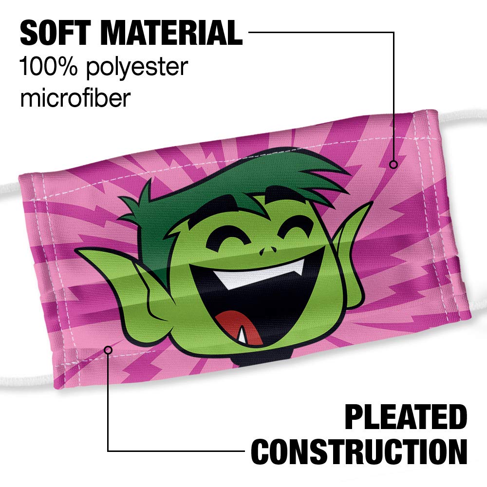 Popfunk Teen Titans Go! Beast Boy Pattern 1-Ply Reusable Face Mask Covering with Adjustable Nose Wire, Unisex
